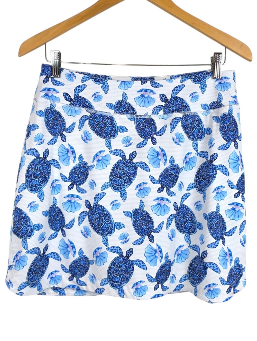 X by Gottex Blue Coral Reef Sea Turtles Tennis Golf Skort Skirt Sz M Pickleball